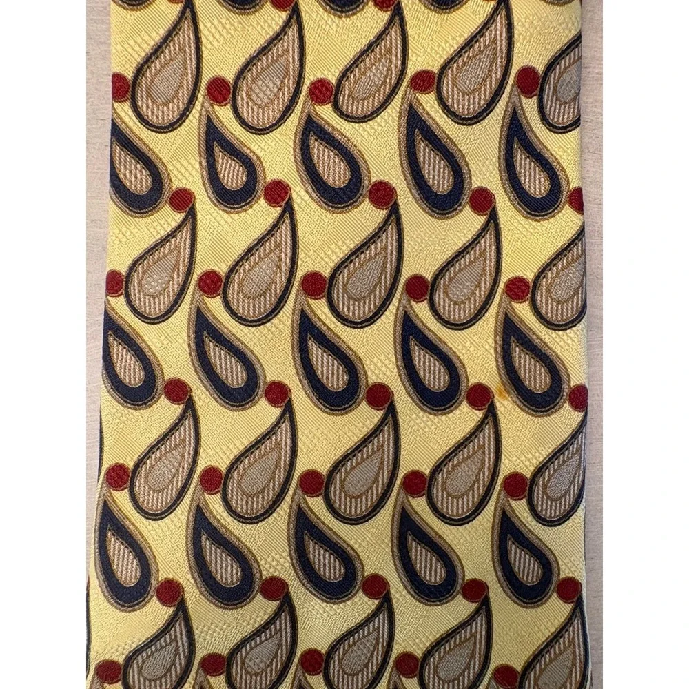 ALBERT NIPON Silk Neck Tie Yellow Red  Foulard Made in U.S.A